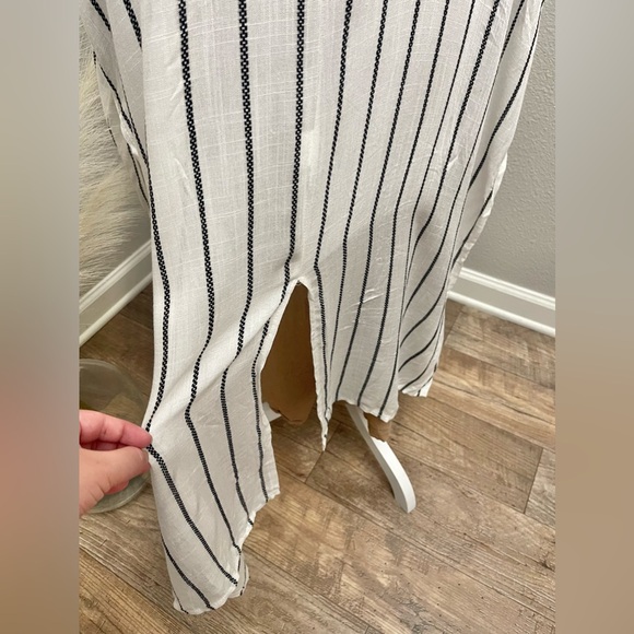Stripe Black and White Kimono Style Boho Swim Cover Up - Picture 13 of 15